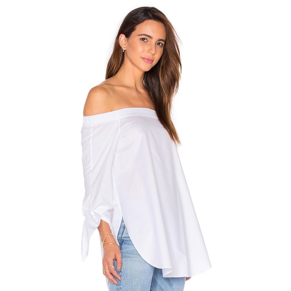 NWT Tibi Off the Shoulder Cotton Tunic in White - Picture 2 of 9